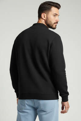 Ribanalı Selanik Erkek Sweatshirt Siyah - Tek Kalanlar