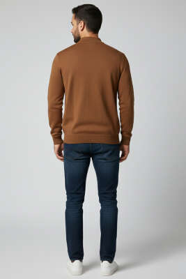 Ribanalı Selanik Erkek Sweatshirt Taba - Erkek Sweatshirt