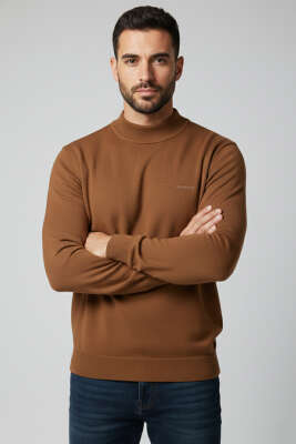 Ribanalı Selanik Erkek Sweatshirt Taba - BESSE