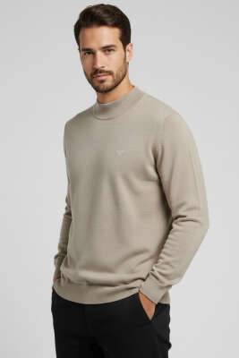 Ribanalı Selanik Erkek Sweatshirt Vizon - BESSE