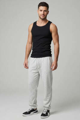 Ribanalı Sıfır Kol Erkek Sporcu Atlet Siyah - Yılın Fırsatı