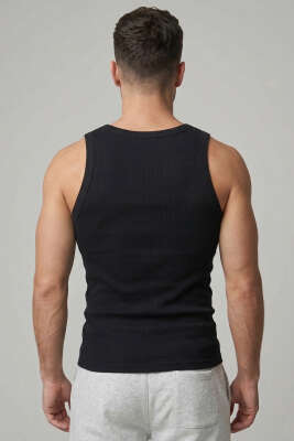 Ribanalı Sıfır Kol Erkek Sporcu Atlet Siyah - Yılın Fırsatı