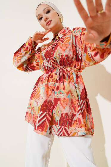 Robası Dikişli Karışık Desen Gömlek Bordo - Gömlek