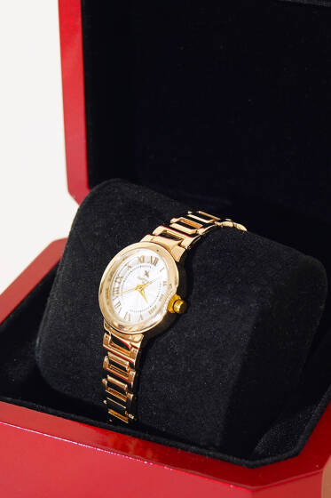 Romen Rakamlı Taşlı Kadın Kol Saati Gold - Saat