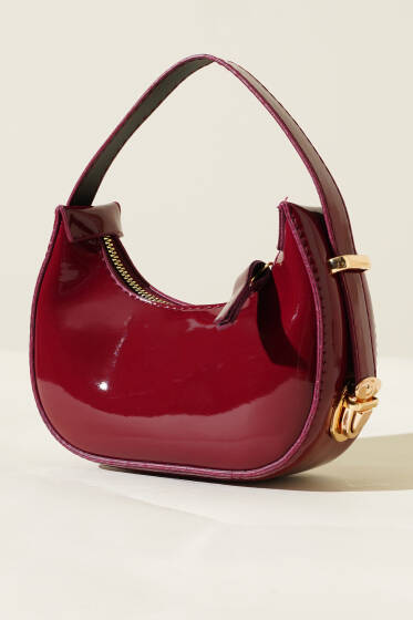 Rugan Mini Baget Çanta Bordo - Kol Çantası