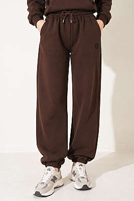 S Armalı Şardonlu Jogger Pantolon Kahve - RB MODA