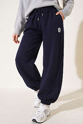 S Armalı Şardonlu Jogger Pantolon Lacivert - Pantolon