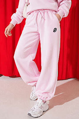 S Armalı Şardonlu Jogger Pantolon Pembe - RB MODA