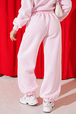 S Armalı Şardonlu Jogger Pantolon Pembe - Pantolon