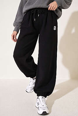 S Armalı Şardonlu Jogger Pantolon Siyah - RB MODA