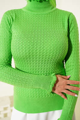 Saç Örgü Fırfırlı Triko Body Fıstık Yeşili - Yılın Fırsatı