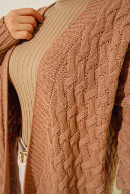 Saç Örgü Triko Hırka Büsküvi - Triko Hırka