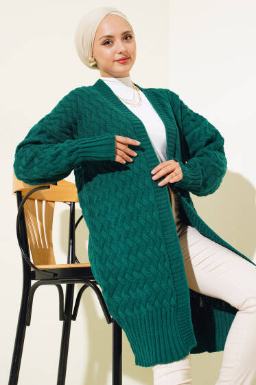 Saç Örgü Triko Hırka Nefti - Hırka