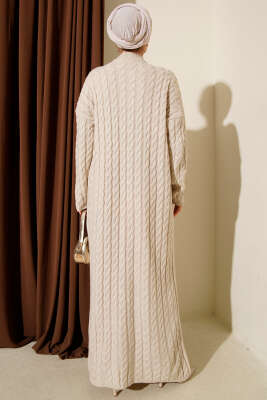 Saç Örgülü Basic Triko Elbise Bej - Elbise