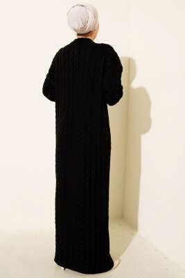 Saç Örgülü Basic Triko Elbise Siyah - Elbise