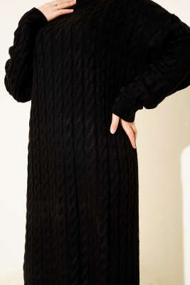 Saç Örgülü Basic Triko Elbise Siyah - Elbise