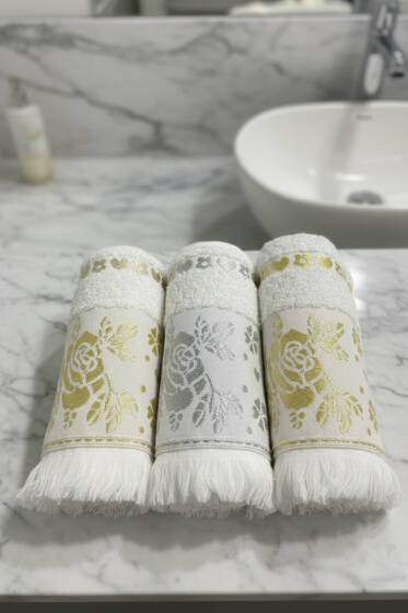 Saçaklı 3'lü El Yüz Havlusu Asorti 1 - HAVLU TAKIMLARI