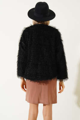 Saçaklı Kısa Mont Siyah - Kadın Giyim Modelleri