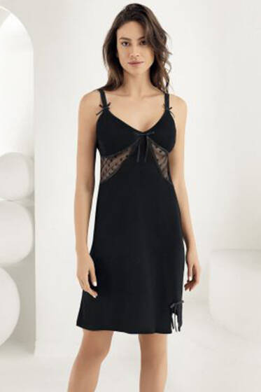 Şahinler Transparan Detaylı Gecelik Siyah - Gecelik - Sabahlık