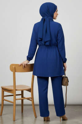 Sahte Cep Kapaklı Fermuarlı İkili Takım Lacivert - İkili Takım