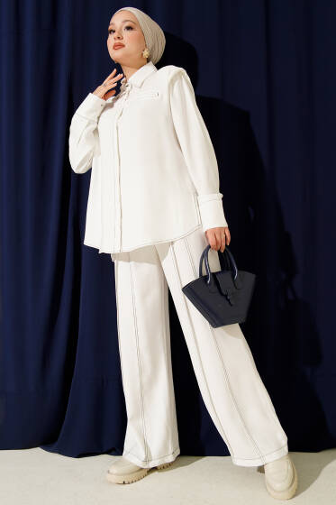 Sahte Cepli Gizli Patlı İkili Takım Beyaz - İkili Takım