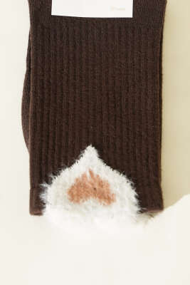 Sakal Detaylı Kadın Soket Çorap Kahve - Soket Çorap