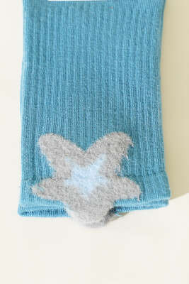 Sakal Detaylı Kadın Soket Çorap Mavi - Soket Çorap