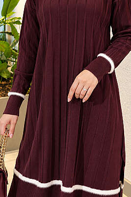 Sakal Detaylı Merserize Tunik Mürdüm - Tunik