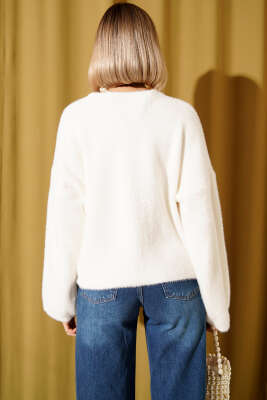 Sakallı Basic Kazak Ekru - Kadın Giyim Modelleri