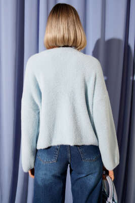 Sakallı Basic Kazak Mavi - Kadın Giyim Modelleri