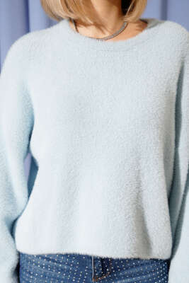 Sakallı Basic Kazak Mavi - Kadın Giyim Modelleri