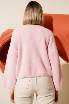 Sakallı Basic Kazak Pembe - Kadın Giyim Modelleri