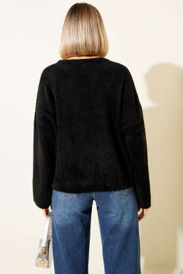 Sakallı Basic Kazak Siyah - Kadın Giyim Modelleri