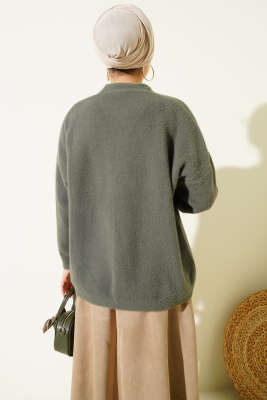 Sakallı Düğmeli Hırka Haki - Hırka