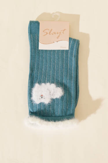 Sakallı Kadın Soket Çorap Mavi - Soket Çorap