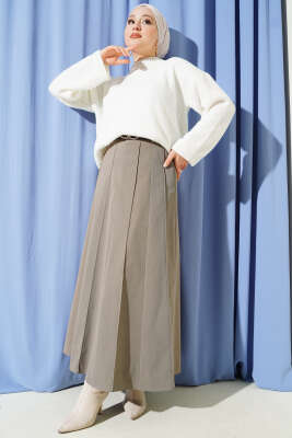 Sakallı Simli Triko Kazak Ekru - Triko Kazak