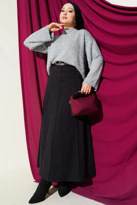 Sakallı Simli Triko Kazak Gümüş - Triko Kazak