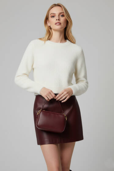 Sakallı Triko Kazak Beyaz - Kadın Giyim Modelleri