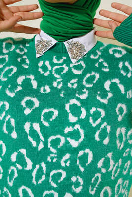 Sakallı Triko Tunik Yeşil - Thumbnail