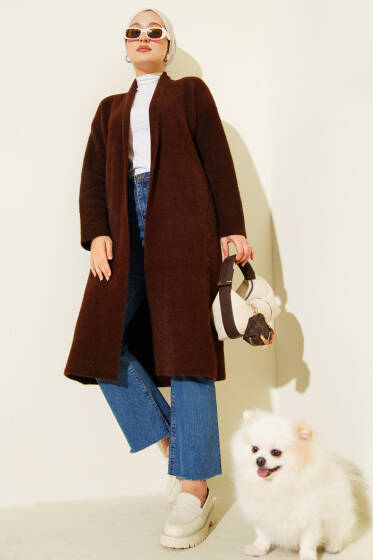 Sakallı Uzun Hırka Kahve - Hırka