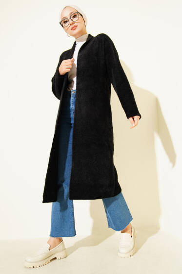 Sakallı Uzun Hırka Siyah - Hırka