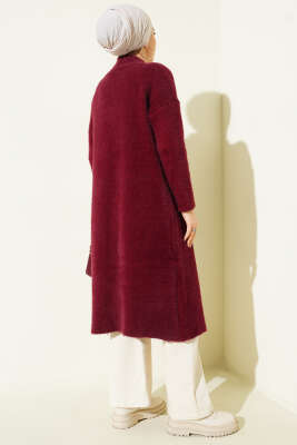 Sakallı Uzun Kollu Hırka Bordo - Hırka