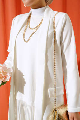 Şal Yaka Basic Ceket Ekru - Yılın Fırsatı