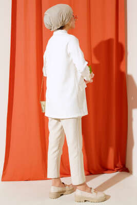 Şal Yaka Basic Ceket Ekru - Yılın Fırsatı