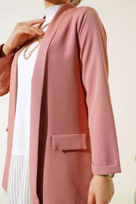 Şal Yaka Basic Ceket Pudra - Yılın Fırsatı