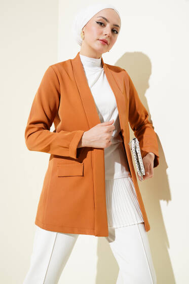 Şal Yaka Basic Ceket Taba - Ceket
