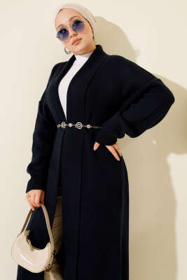 Şal Yaka Basic Uzun Triko Hırka Lacivert - Hırka