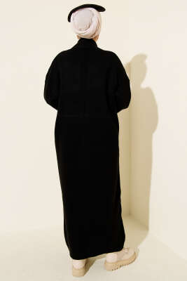 Şal Yaka Basic Uzun Triko Hırka Siyah - Hırka