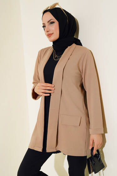 Şal Yaka Ceket Bej - Ceket