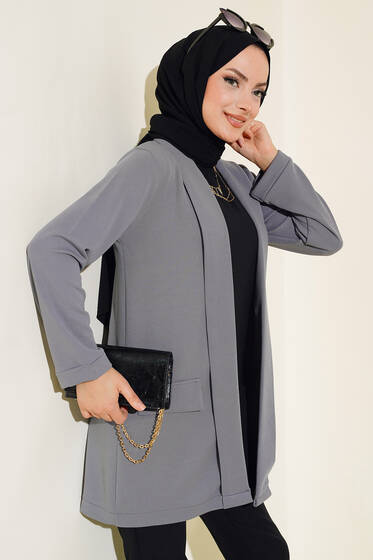Şal Yaka Ceket Gri - Ceket